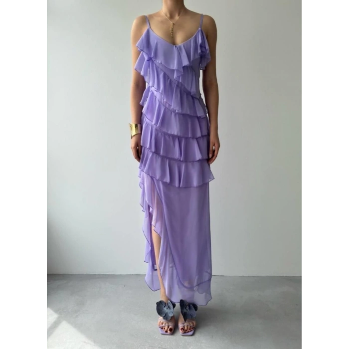 Ples Yırtmaç Detaylı Elbise