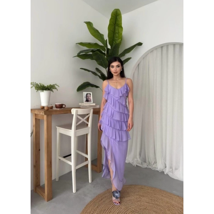 Ples Yırtmaç Detaylı Elbise