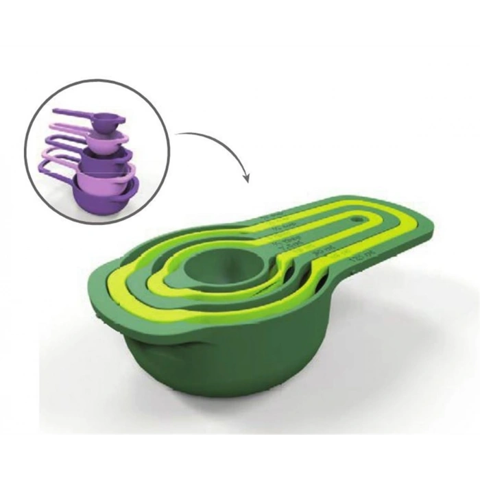 Pratik Ölçü Kaşığı Kabı 5'li Şeker Baharat Sıvı Ölçer Aparat (4940)