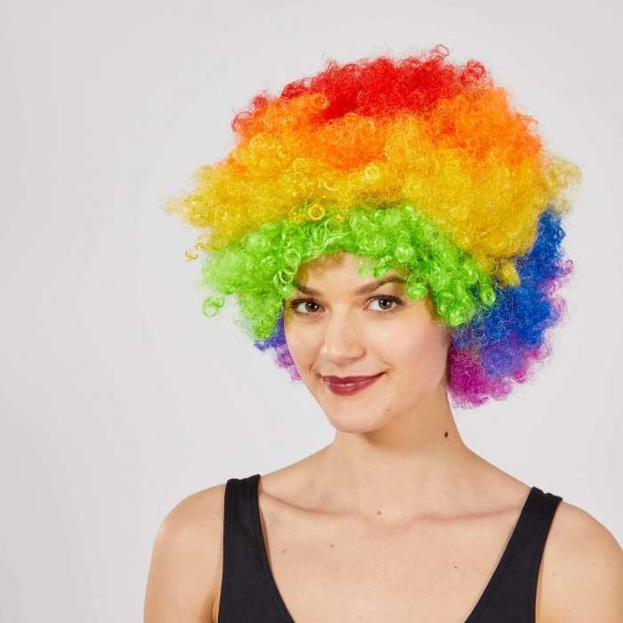 Rengarenk Kıvırcık Afro Bonus Peruk (4940)