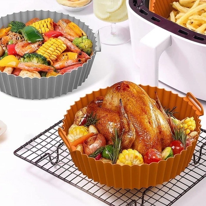 Renkli Isıya Dayanıklı Yıkanılabilir Silikon Fırın Ve Airfryer Yuvarlak Model Pişirme Matı 20 Cm (4940)