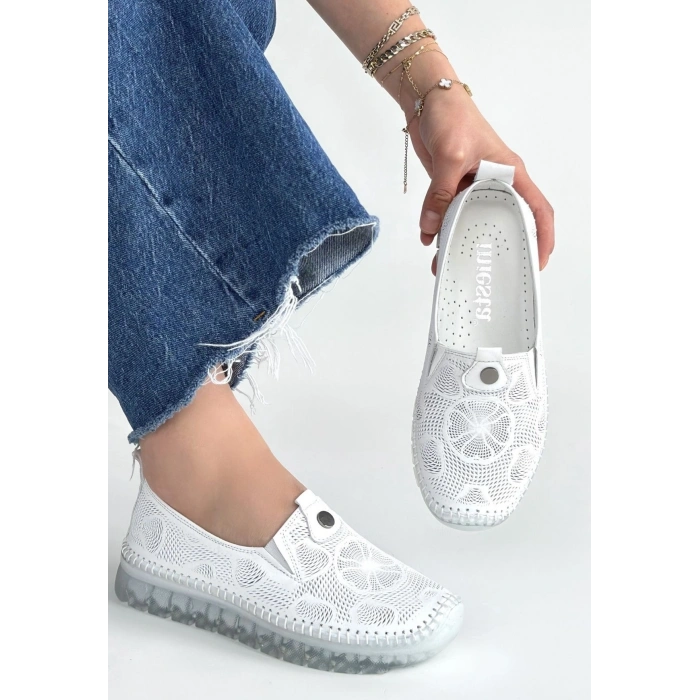 Rinna Beyaz Deri Spor Ayakkabı