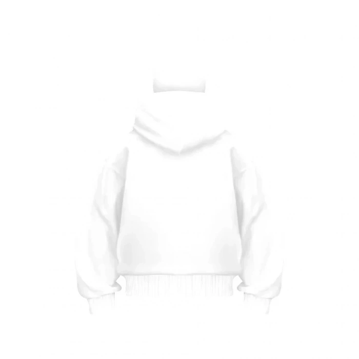 Samuray Ninja Çift Kapşonlu ZIP Fermuarlı Kanguru Çepli Tam Fermuarlı Hoodie Swetshirt - Beyaz
