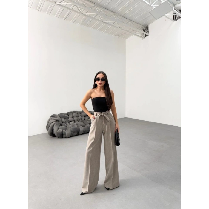 Sante Çi̇zgi̇li̇ Bel Kuşakli Palazzo Pantolon