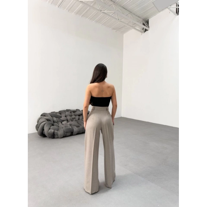 Sante Çi̇zgi̇li̇ Bel Kuşakli Palazzo Pantolon