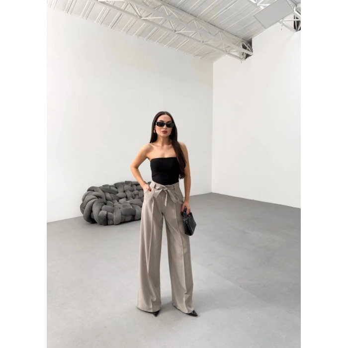 Sante Çi̇zgi̇li̇ Bel Kuşakli Palazzo Pantolon