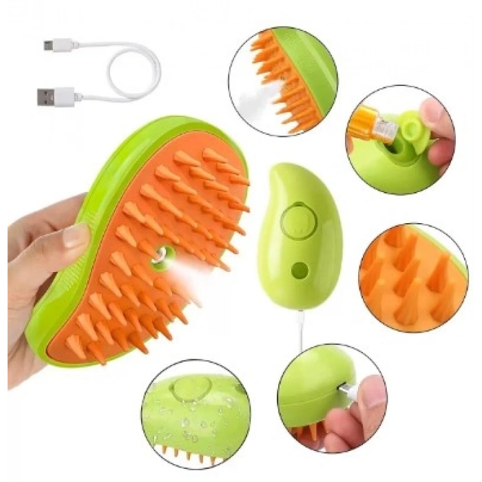 Şarjlı Soğuk Buharlı Kedi Köpek Fırçası Tarağı (4940)