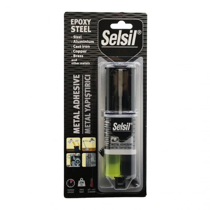 SELSİL EPOXY STEEL METAL ŞIRINGA EPOKSİ YAPIŞTIRICI 28GR. METAL - ÇELİK - ALÜMİNYUM - AHŞAP - PLASTİK (4940)