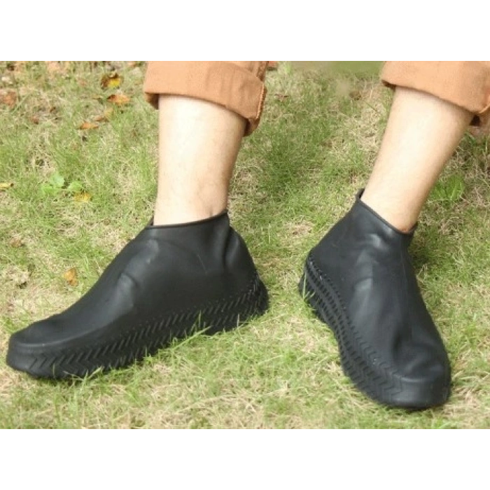 Silikon Ayakkabı Kılıfı Kaymaz Su Kir Geçirmez   L Beden Siyah (4940)