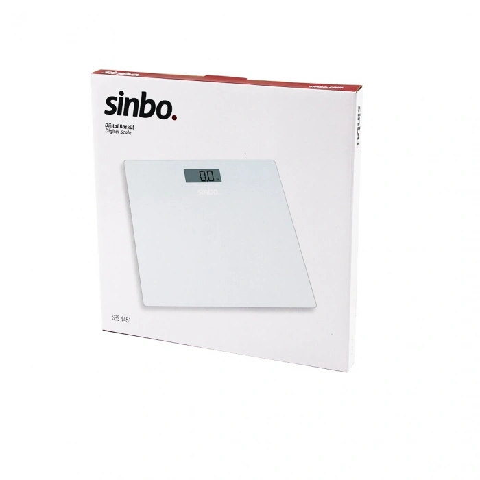 SİNBO SBS-4451 DİJİTAL - PİLLİ BEYAZ CAM BANYO BASKÜL TERAZİ TARTI LCD EKRAN 180KG/100GR 26X26CM (4940)