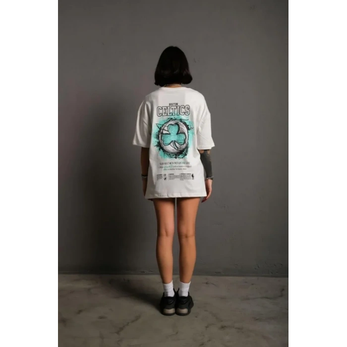 Sırt Baskılı T-shirt - Beyaz