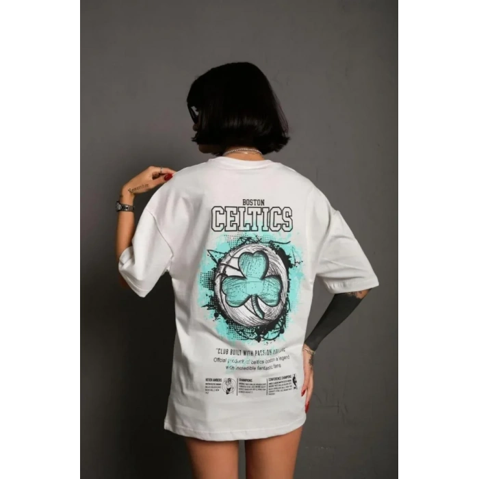 Sırt Baskılı T-shirt - Beyaz