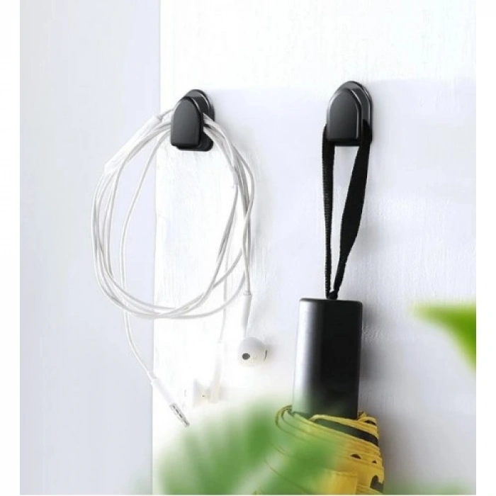 Siyah Çok Amaçlı Yapışkanlı Kanca 10 lu (4940)