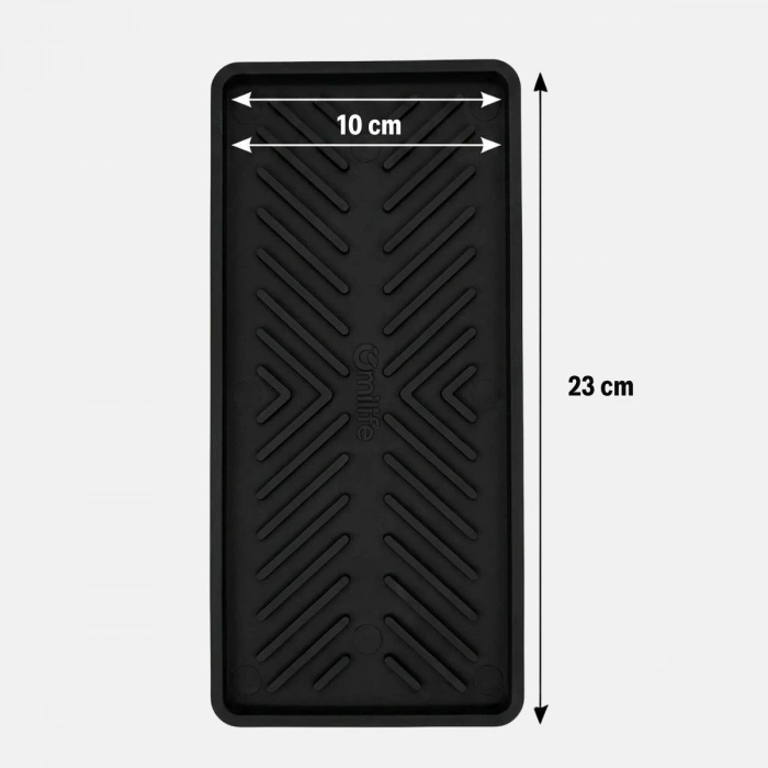 Siyah Silikon Yağdanlık Altlığı – Kaydırmaz Mutfak Organizer 23x10 cm (4940)