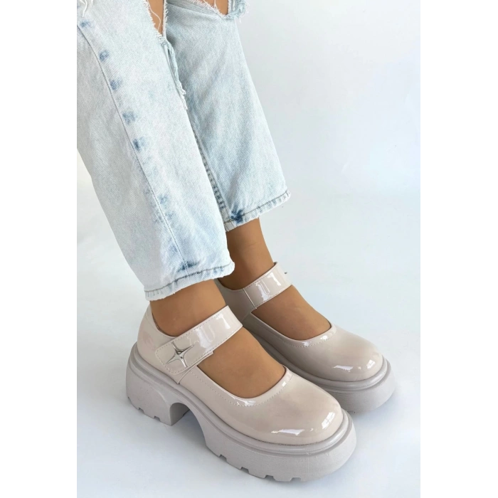 Siyat Bej Rugan Dolgu Topuk Oxford Ayakkabı