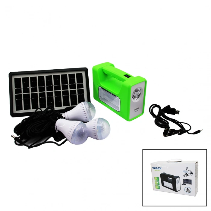 SOLAR SEYYAR PANELLİ - FİŞ ŞARJLI 2İN1 YATAY - DÜZ MODEL EL FENERİ  - 3 PARÇA  AMPUL KABLOLU - POWERBANK (4940)
