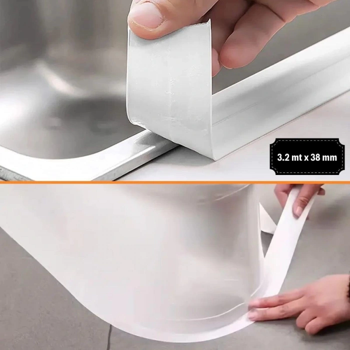 Su Sızdırmaz Banyo Mutfak Lavabo Küvet İzolasyon Şerit Bant,Lavabo Kenar Bandı 3.2 mt x 38 mm (4940)