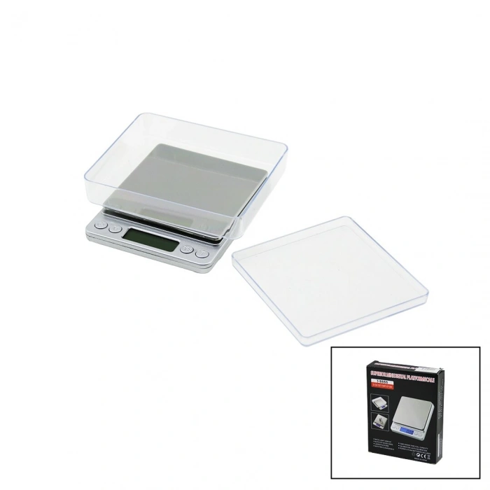 SUPERIOR MINI I-2000 3000GR/0.1GR MİNİ=10.5X13CM HASSAS TARTI - TERAZİ ŞEFFAF PLS.KAPAK  PİLLİ (4940)