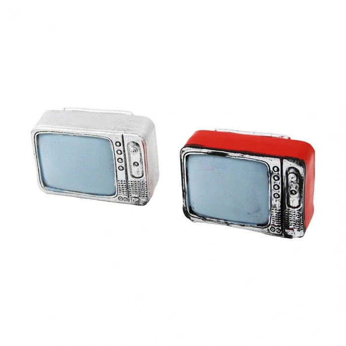 TELEVİZYON VİNTAGE DEKORATİF BİBLO - RENKLİ 9X6CM REÇİNE (4940)