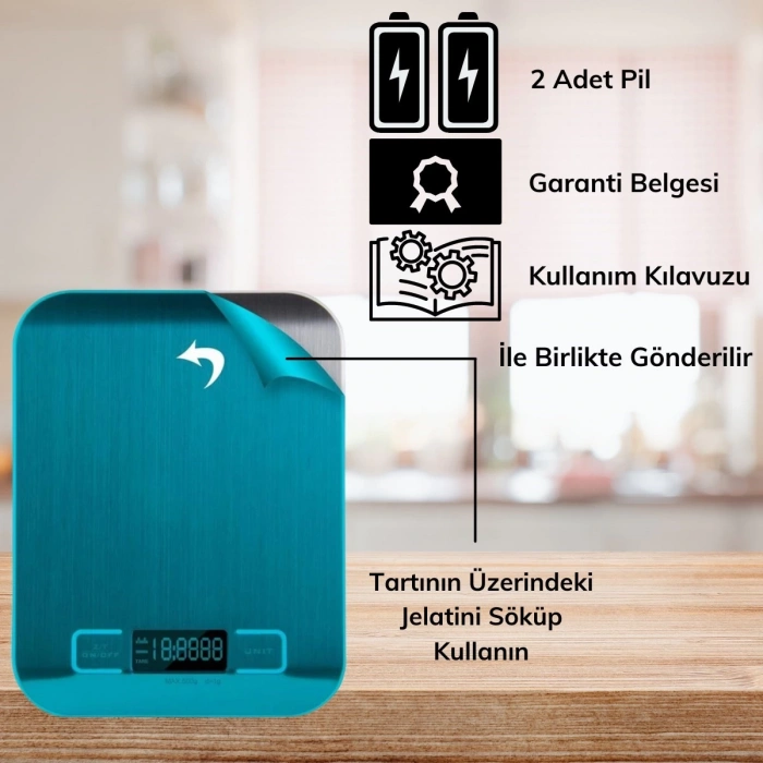 TF 1002 Hassas Ölçümlü Maksimum 5 Kg Kapasiteli Led Ekran Platin Dijital Mutfak Tartısı (4940)