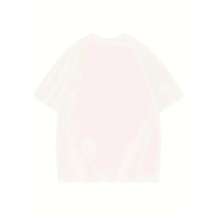 Thousand Baskılı Oversize Bisiklet Yaka T-shirt - Beyaz