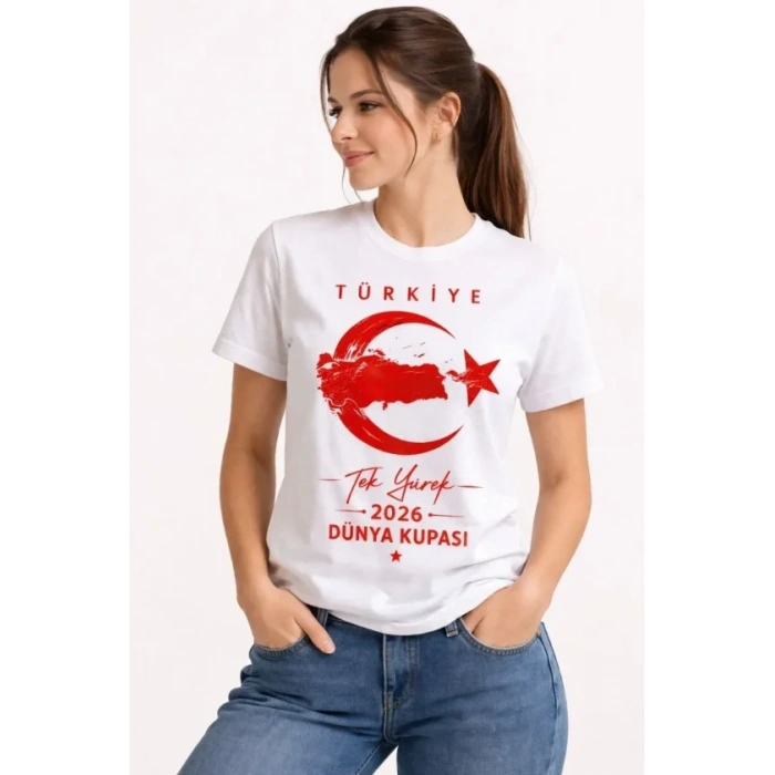 TÜRKİYE Ay Yıldız 2026 Dünya Kupasi Taraftar Forma T-Shirt - Beyaz