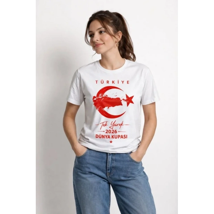 TÜRKİYE Ay Yıldız 2026 Dünya Kupasi Taraftar Forma T-Shirt - Beyaz