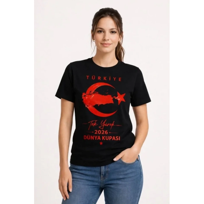 TÜRKİYE Ay Yıldız 2026 Dünya Kupasi Taraftar Forma T-Shirt - Siyah