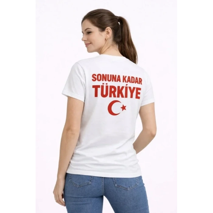 TÜRKİYE Ay Yıldız Baskılı Taraftar Forma T-Shirt - Beyaz
