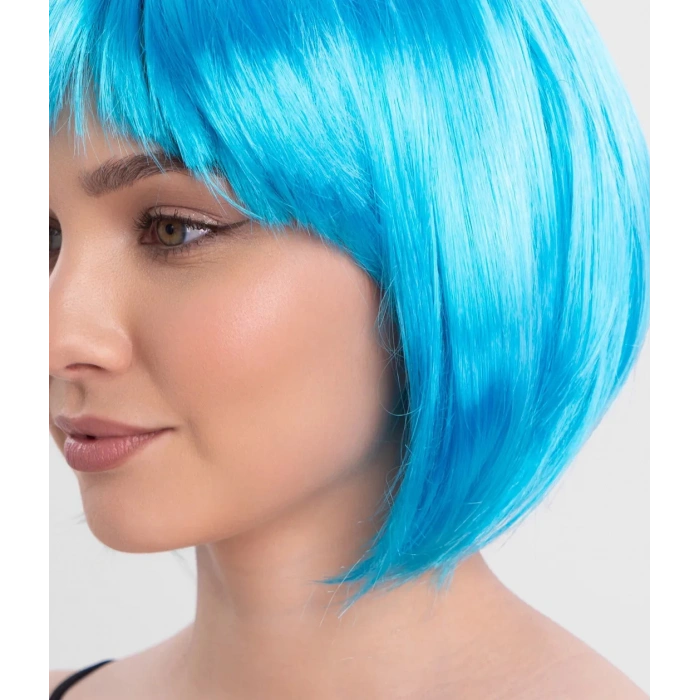 Turkuaz Renk Parti Peruğu Küt Saç (4940)