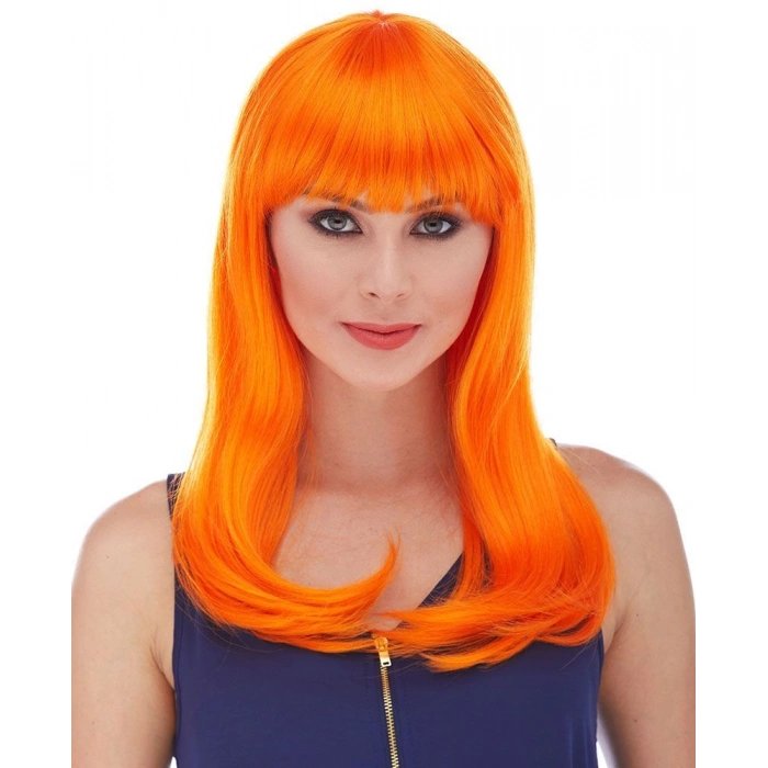 Turuncu Renk Uzun Düz Parti Peruğu (4940)