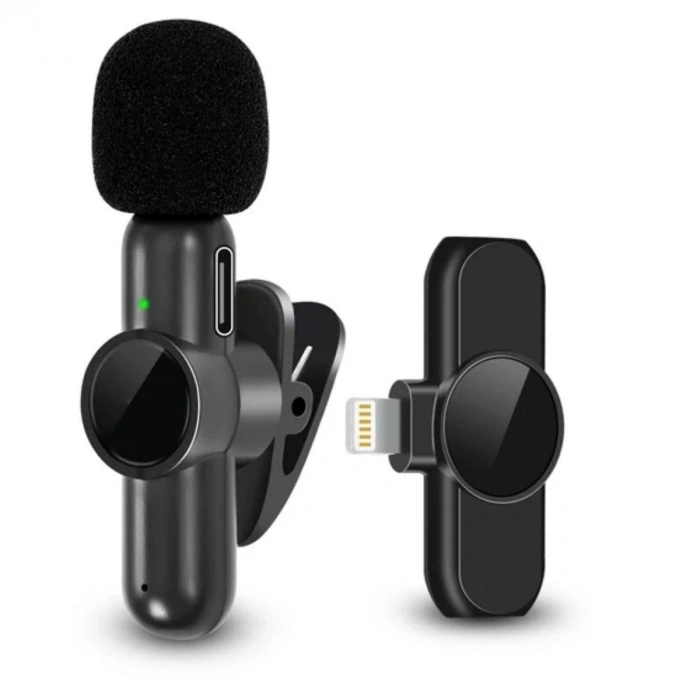 Type C Uyumlu İphone Dönüştürücülü Kablosuz Yaka Mikrofonu Android ve İphone Uyumlu Mini Mikrofon (4940)