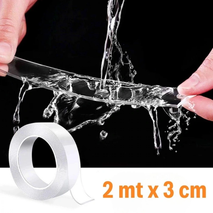 Ultra Güçlü Çift Taraflı 2 mt x 3 cm Çift Taraflı Nano Bant (4940)
