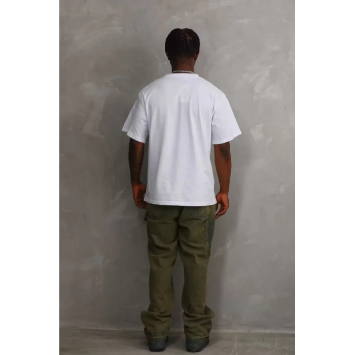 Unisex Baskılı Oversize T-Shirt - Beyaz