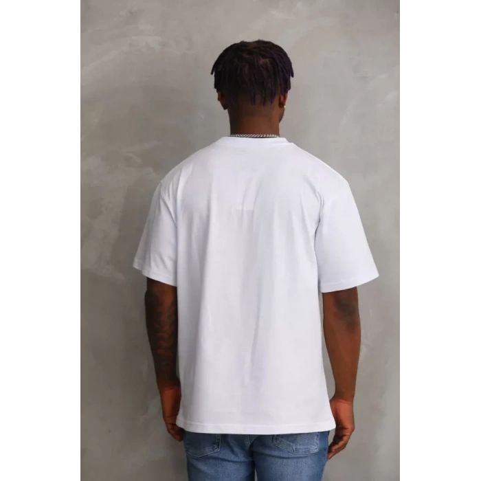 Unisex Baskılı Oversize T-Shirt - Beyaz