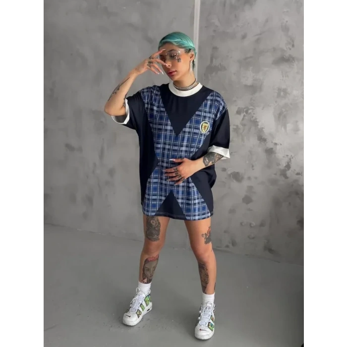 Unisex Bisiklet Yaka Baskılı Oversize T-Shirt - Siyah