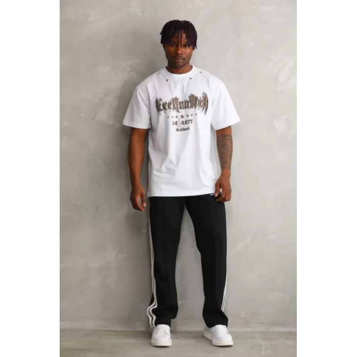 Unisex Oversize Kolye Dahil T-Shirt - Beyaz