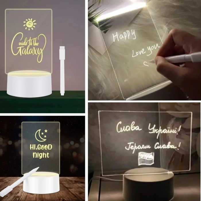 USB Kablolu Işıklı Kendiliğinden Beyaz Kalemli-Silgili Kreatif 3D Görselleştirme LED Lambası (4940)