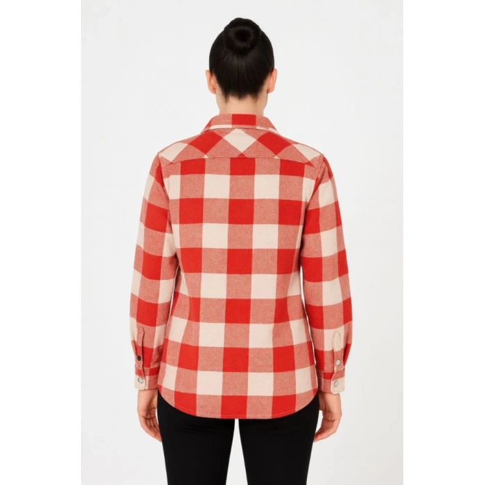 Uzun Kollu Oduncu Gömlek - Bordo