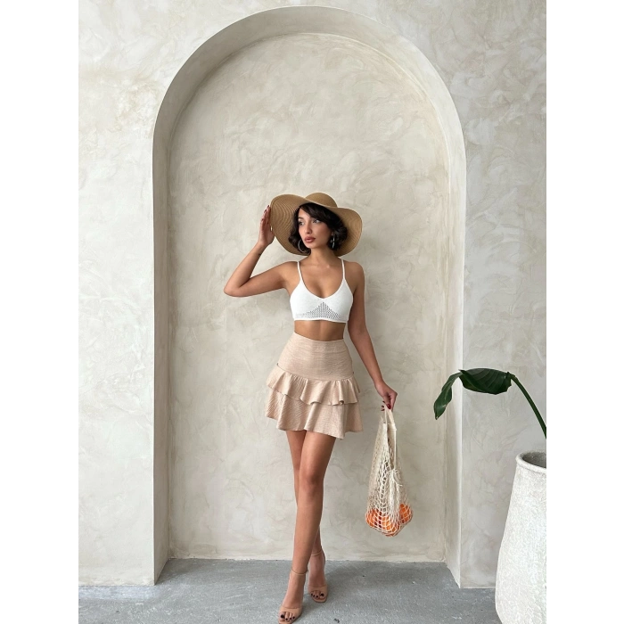 Valonlu fırfırlı etek s24681