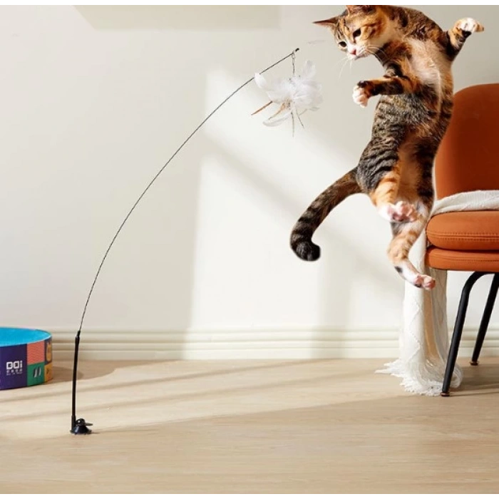 Vantuzlu Tüylü Zilli Kedi Oyun Oltası (4940)