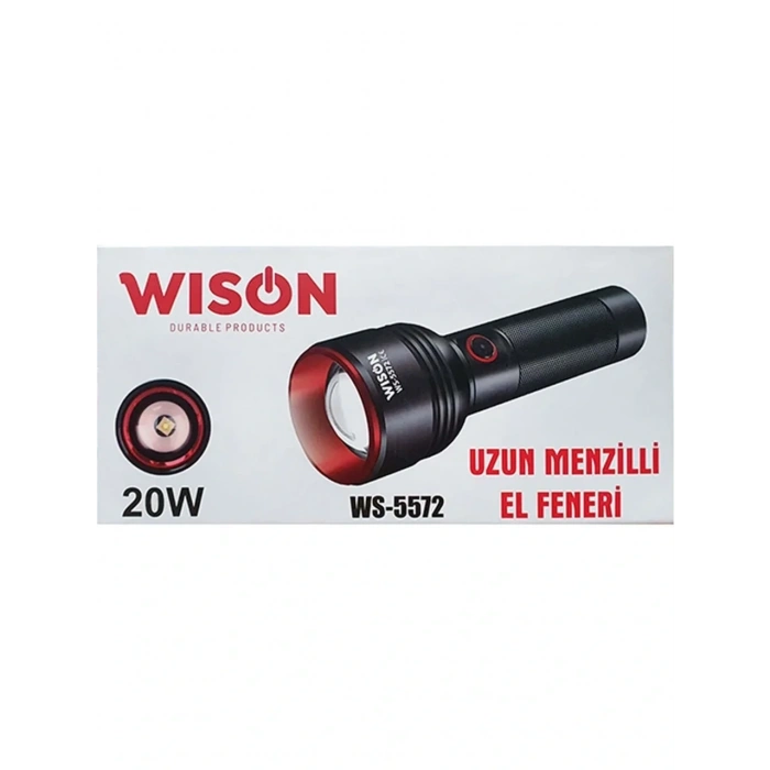 WISON WS-5572 20W Uzun Menzilli Şarjlı Metal El Feneri (4940)