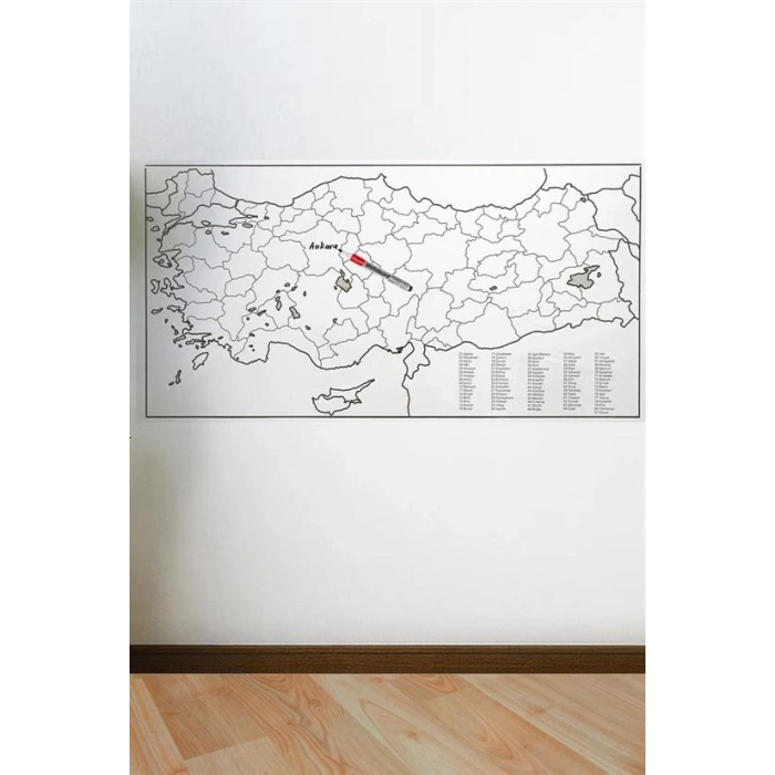 Yazılabilir Türkiye Haritası Manyetik Duvar Stickerı 110 x 56 cm (4940)