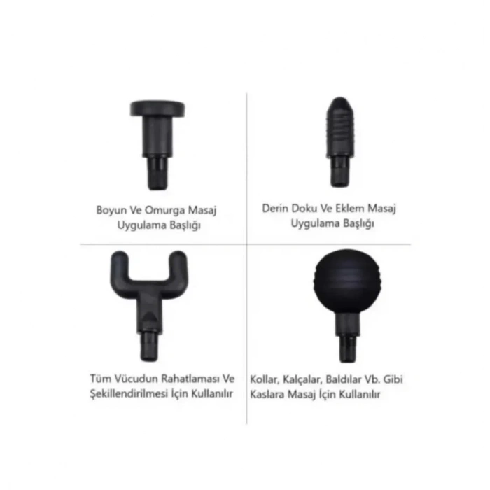 Yeni Nesil Darbeli Titreşimli Şarjlı Sporcu Masaj Tabancası 4 Başlıklı LC-002 (4940)