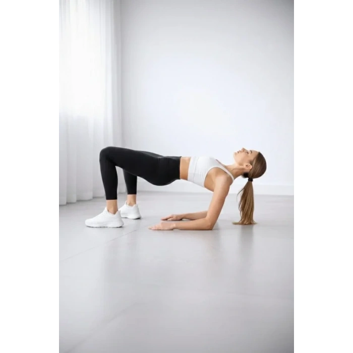 Yüksek Bel Toparlayıcı Likralı Düz Sporcu Tayt - Siyah