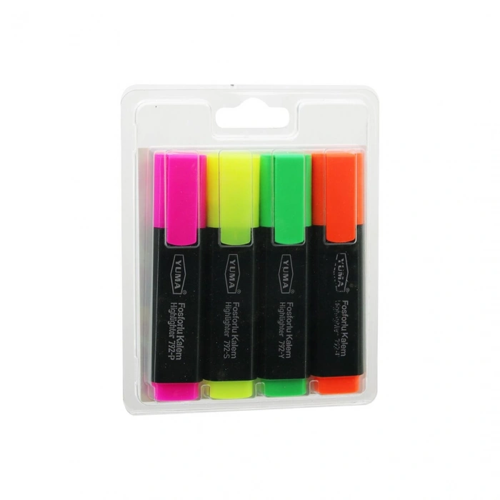 YUMA YM-792-4  792-T-Y-S-P   4PCS  FOSFORLU KALEM  TURUNCU - YEŞİL - SARI - PEMBE (4940)