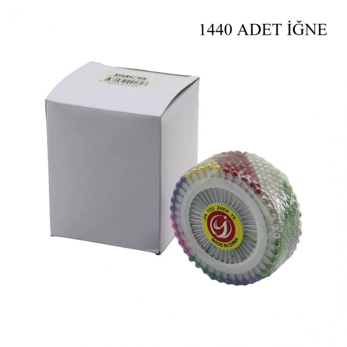 YUVARLAK DİSK STANDLI 1440 ADET RENKLİ TOPLU BAŞÖRTÜ İĞNESİ (4940)