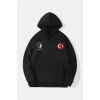 10 Kasıma Özel Üç İplik Kapşonlu Baskılı SweatShirt - Siyah