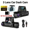 1080P Üçlü Lens Araba Dash Cam Dashcam Ön İç &amp; Arka HD Araba DVR 120 ° Açı Döngü Kaydı Yerçekimi Sensörü (4940)