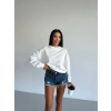 2 iplik bisiklet yaka sweat beyaz f2339